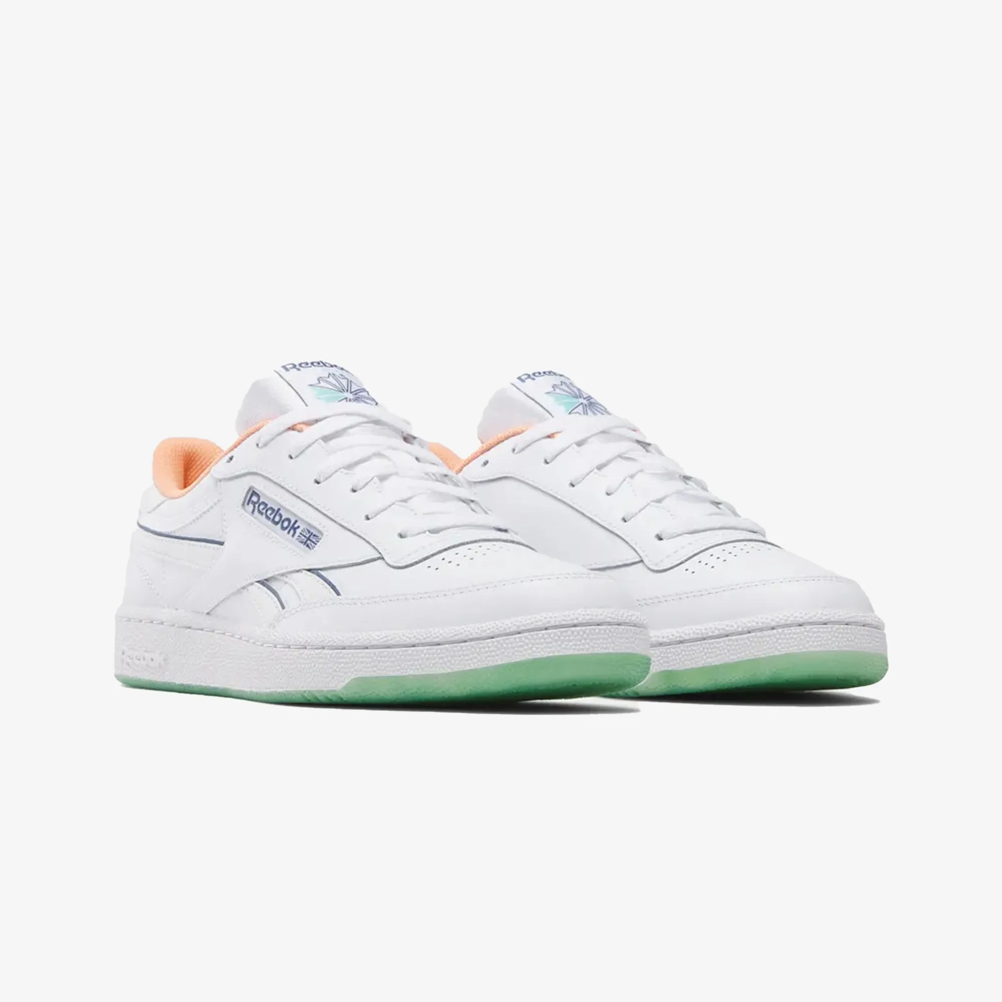 Soft Cushioning Media Pop Reebok | CLUB C REVENGE { WHITE/BLUE/ORANGE