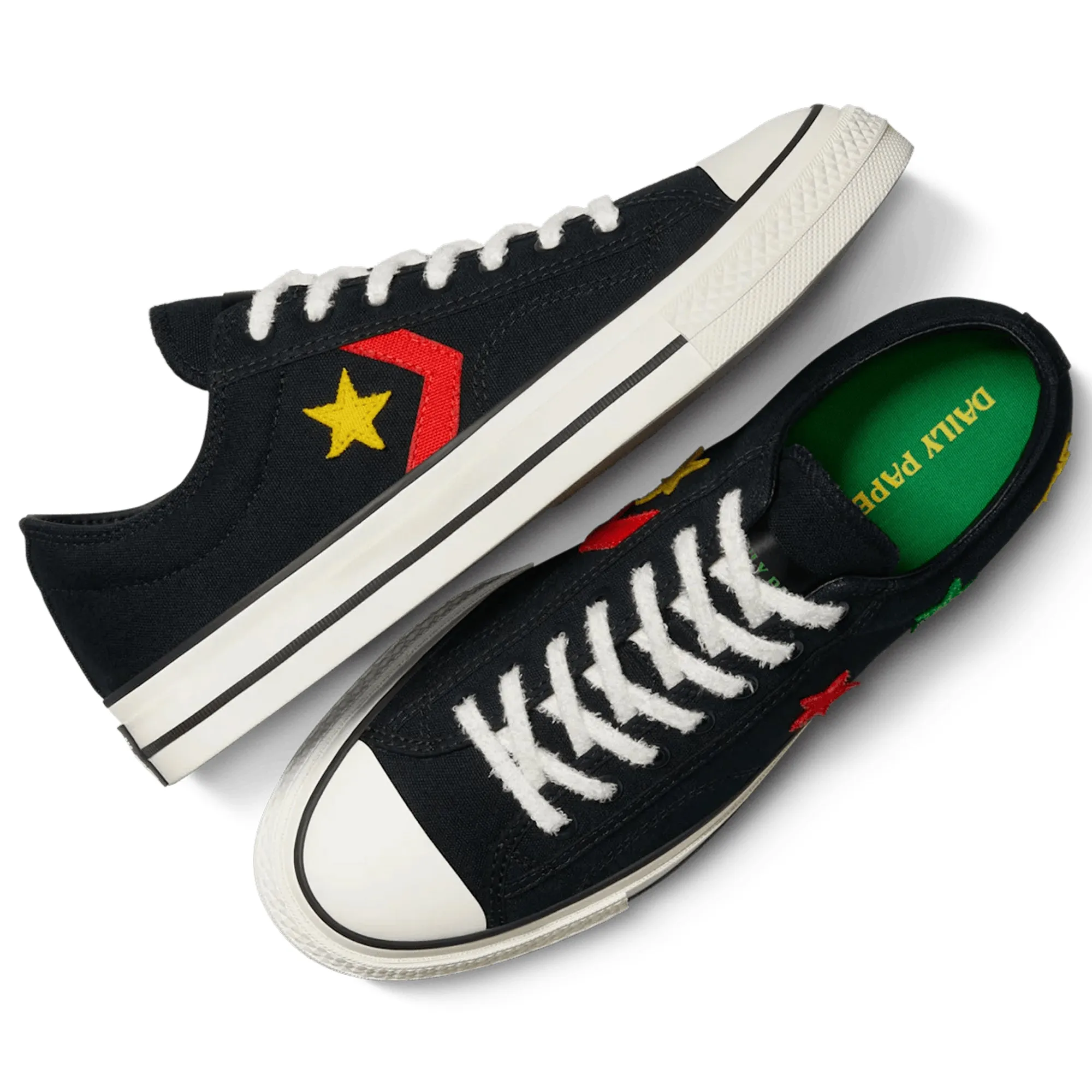 Daily Paper x Converse Star Player 76 Ox - Black/Fern Green Elasticated Lacing Casual Shoes