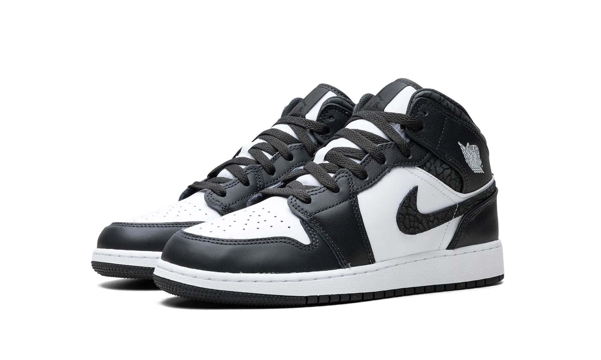 Air Jordan 1 Mid GS "Panda Elephant" Breathable Ease Toe Guard Protection