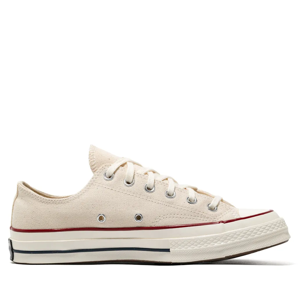 Converse Chuck 70 Low - Canvas Parchment/Garnet Elastic Collar Shock Resistance