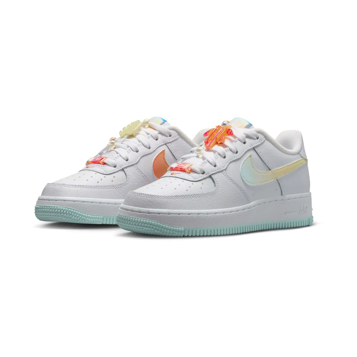 Airflow Design Fit Easy Nike Air Force 1 LV8 'White Glacier Blue Multicolor' Big Kids' Shoes