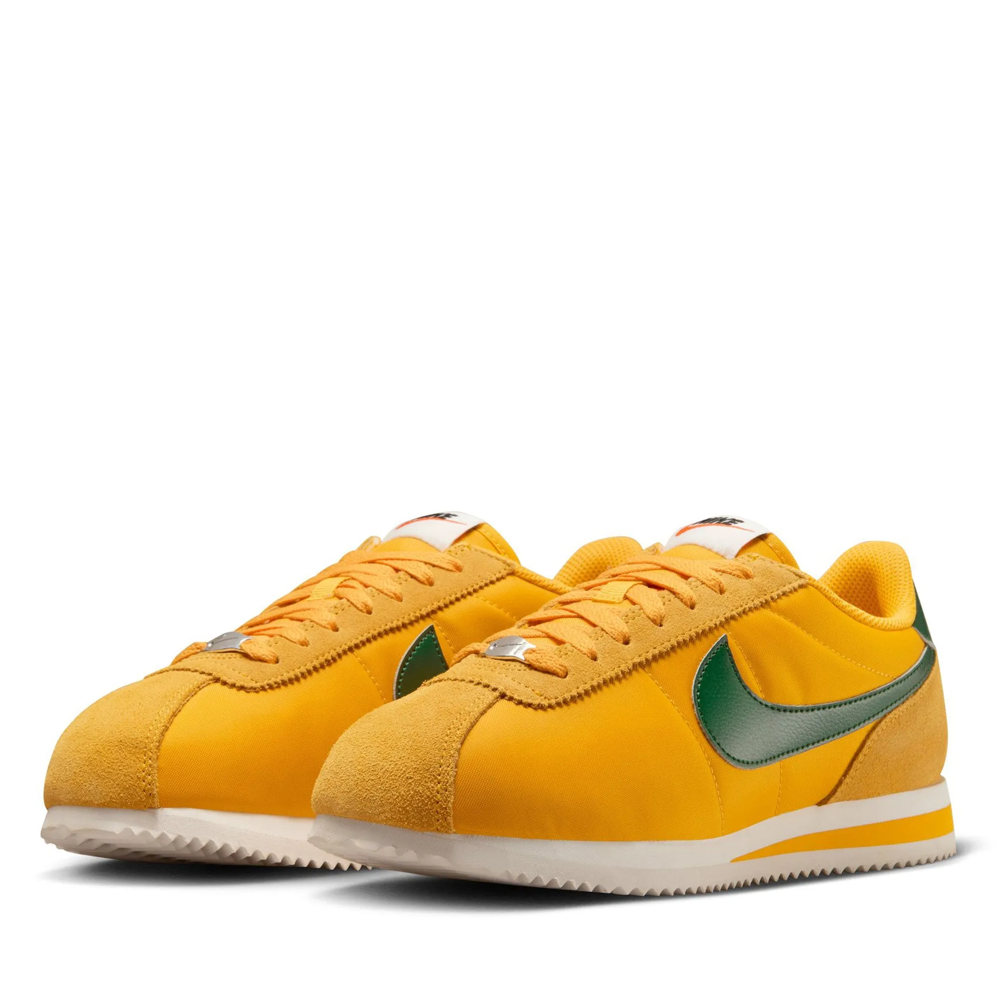 Women's Nike Cortez Textile - Yellow Ochre/Gorge Green Performance Sole Effortless Silhouette