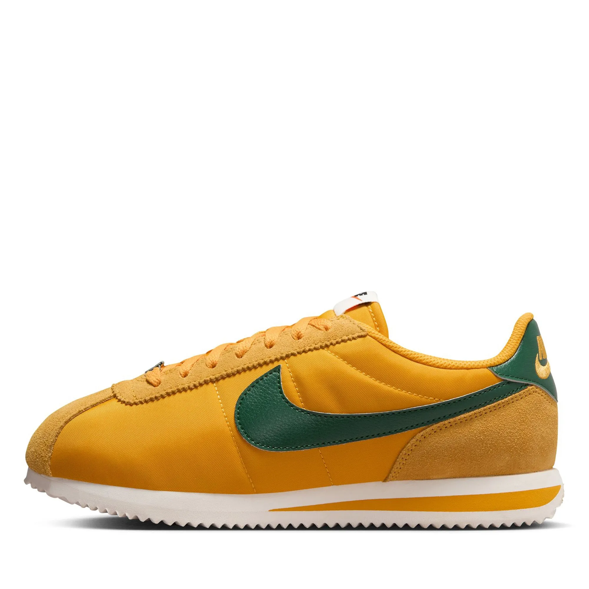 Recycled Polyester Blend Lace Lock System Women's Nike Cortez Textile - Yellow Ochre/Gorge Green
