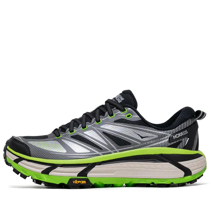 Rolling Gait Design Elastic Lace Closure Hoka U Mafate Speed 2 - Black/Electric Green