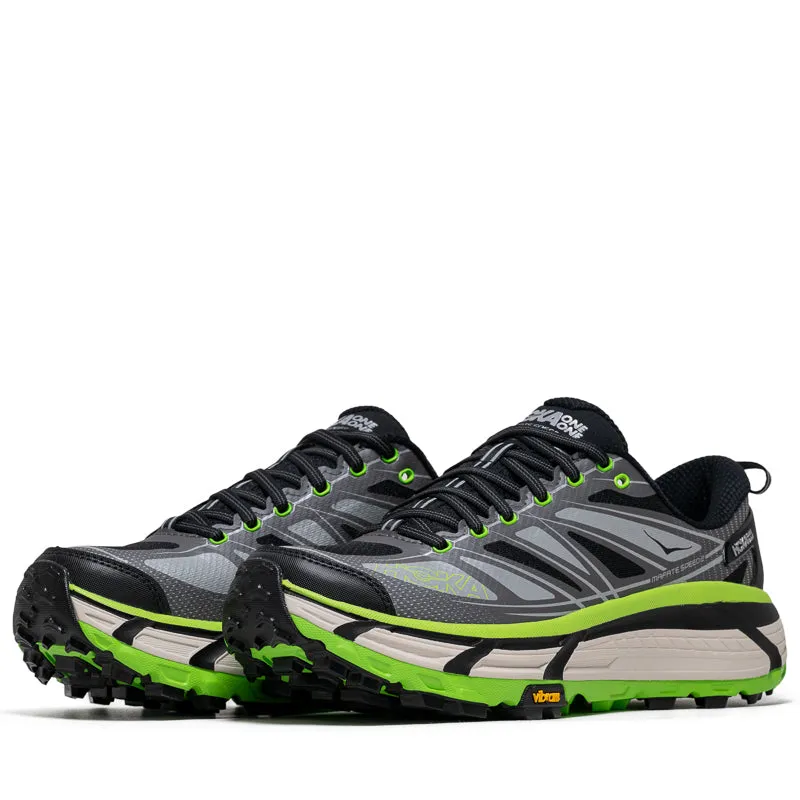 Recycled Rubber Outsole Rubber Sole Hoka U Mafate Speed 2 - Black/Electric Green