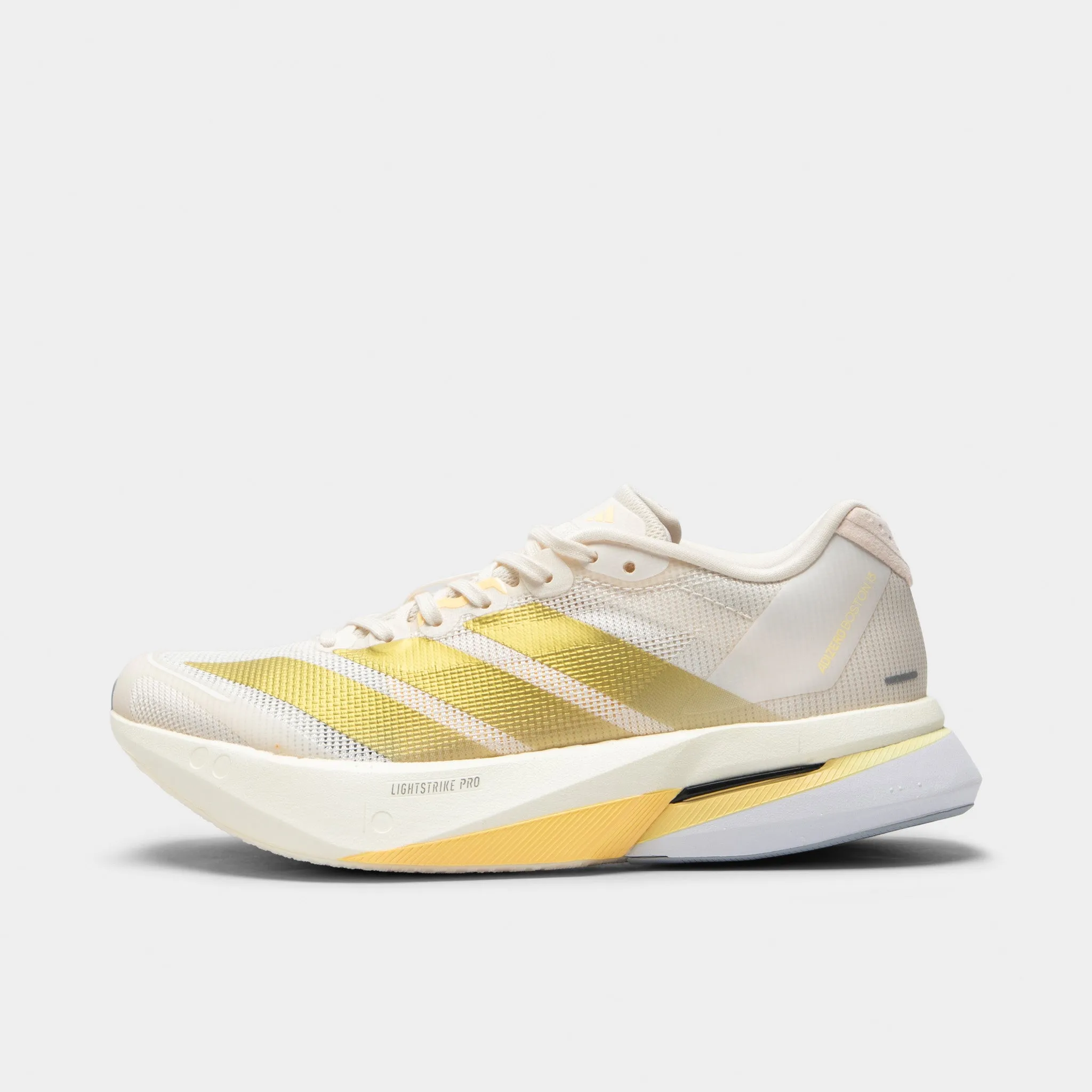 adidas Women's Adizero Boston 13 Chalk White / Gold Metallic - Orange Tint Sneaker Culture