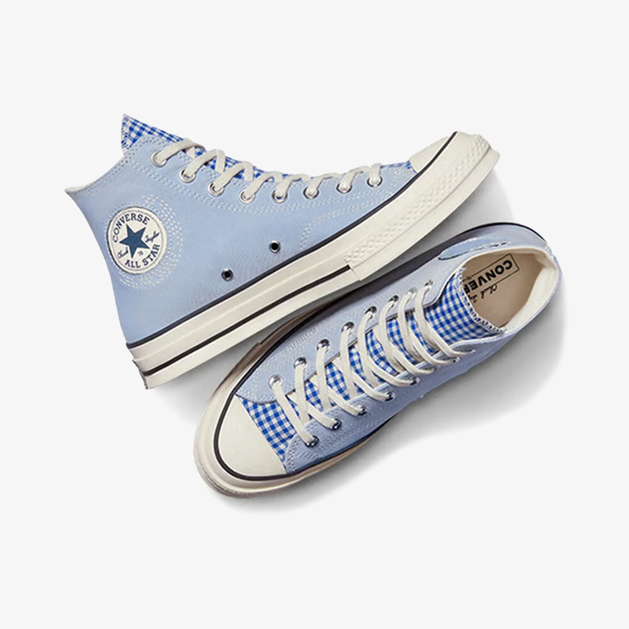 Converse | UPCYCLE CHUCK 70 HIGH CHAMBRAY & GINGHAM { BLUE Athletic materials