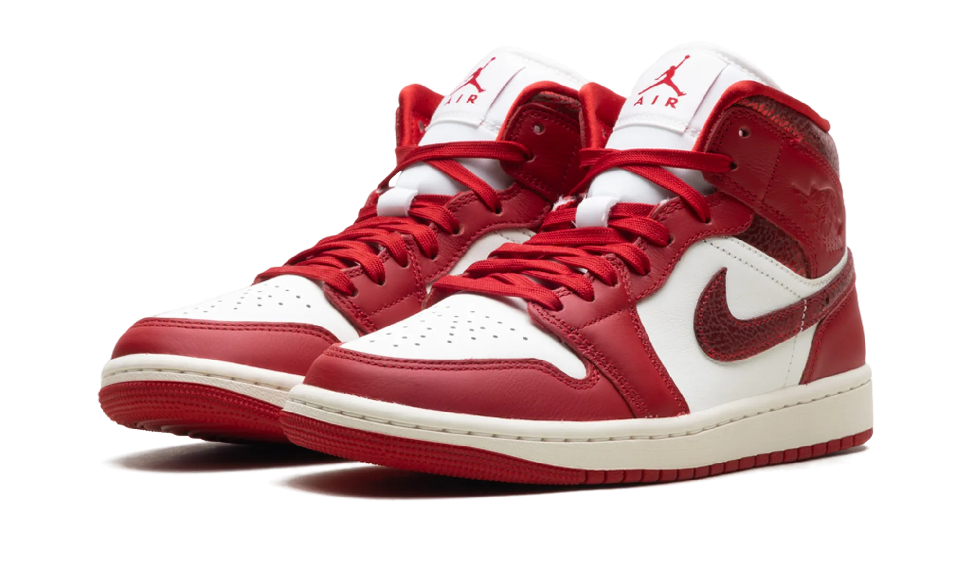 Air Jordan 1 Mid WMNS "Red Cracked Leather" Anti Fatigue Footbeds