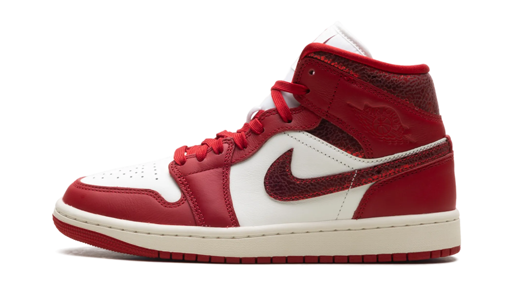 Air Jordan 1 Mid WMNS "Red Cracked Leather" Designer Style