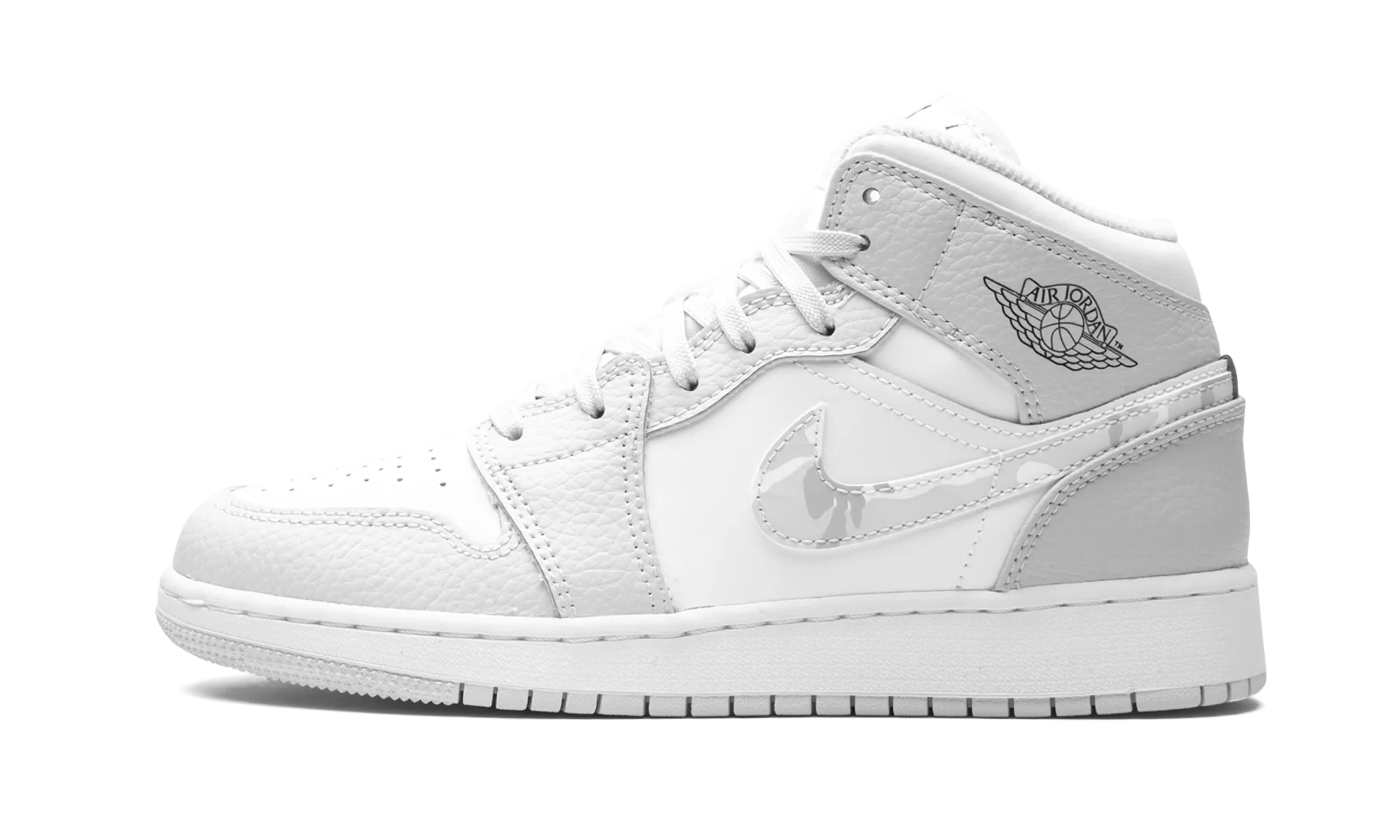 Air Jordan 1 MID SE GS "Grey Camo Swoosh" High Top Support Core training