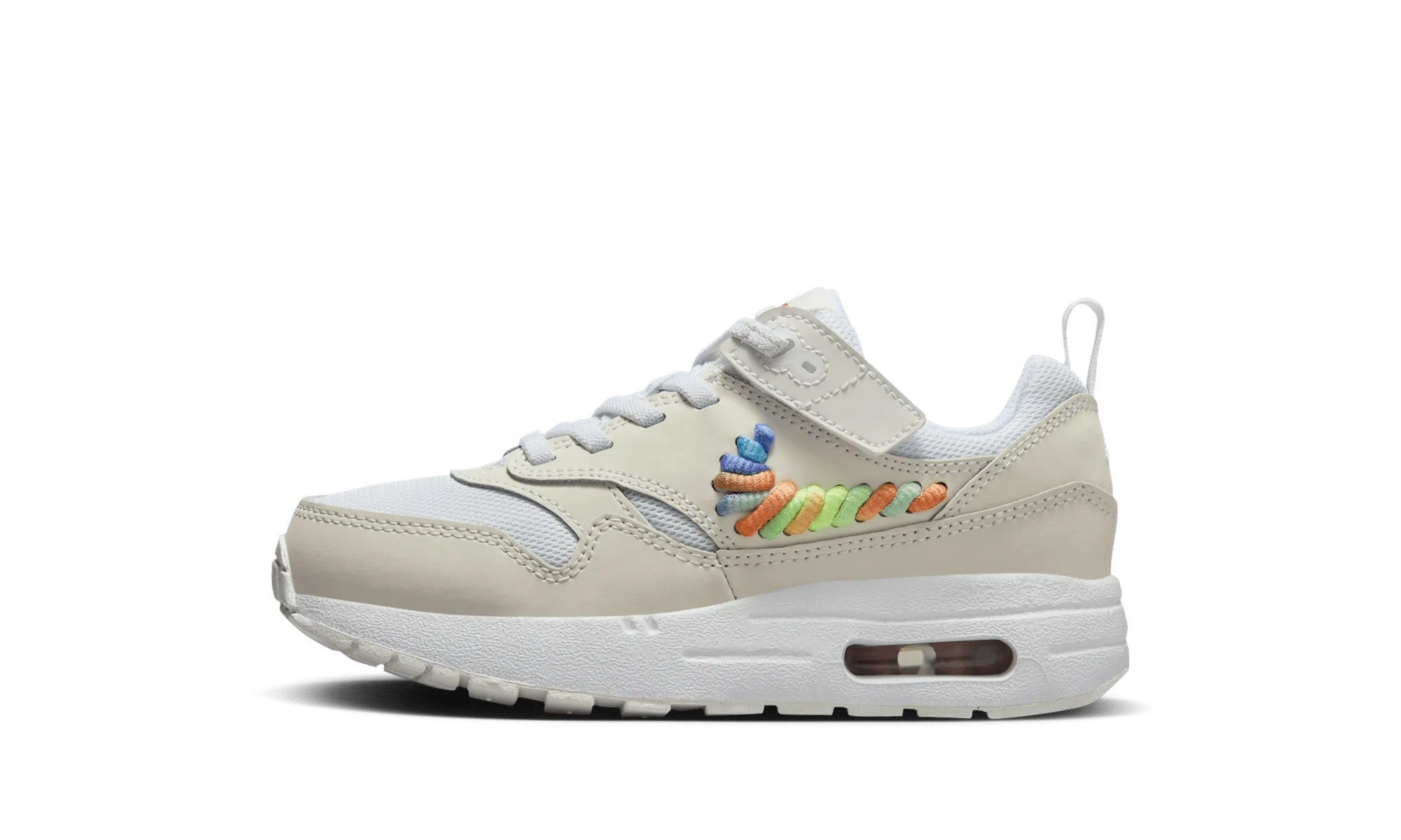 Air Max 1 SE EasyOn PS "White Summit White Terra Blush Multi-Color" narrow - toe box shoes adjustable - lace shoes