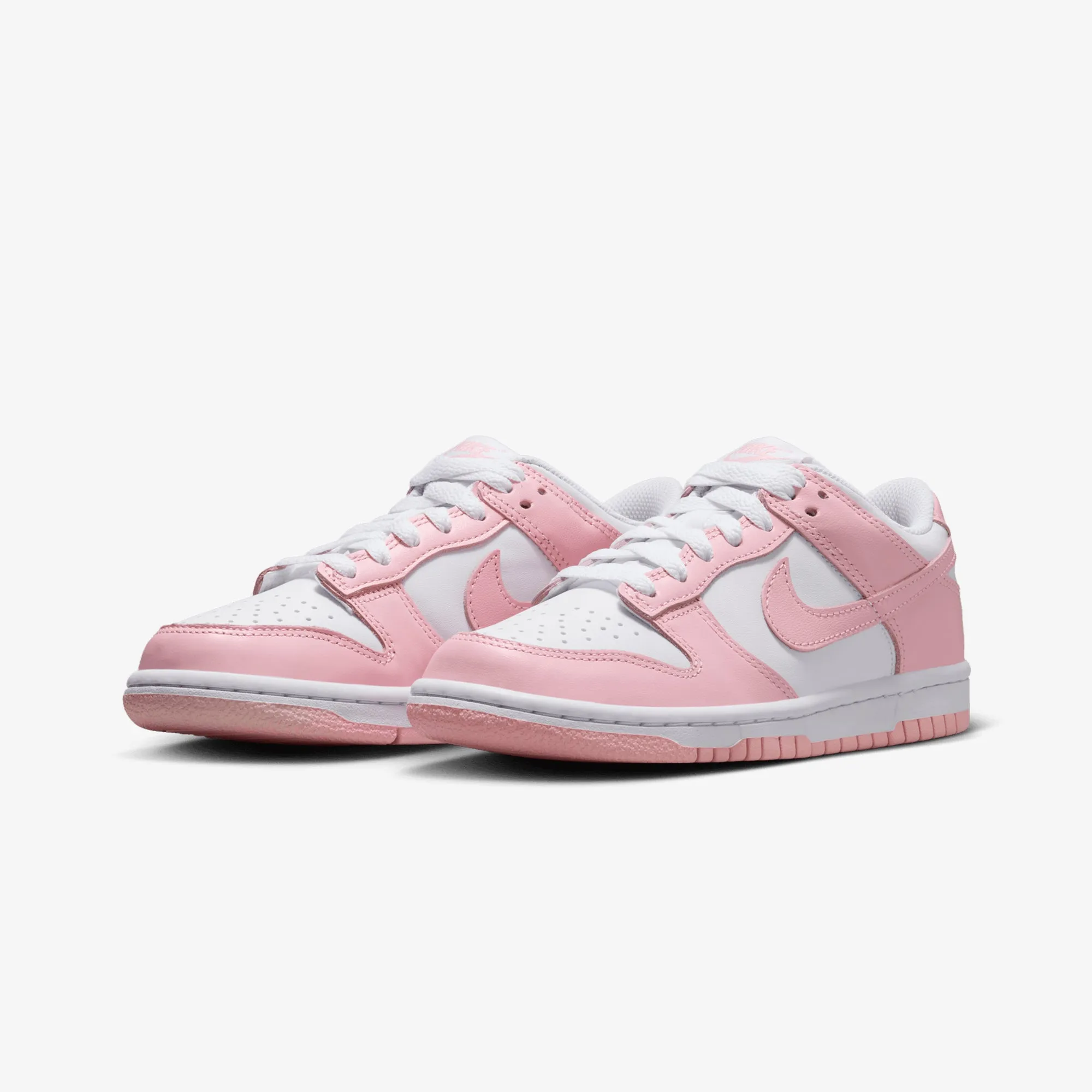 Unbeatable Traction Velcro Closure Nike | DUNK LOW { WHITE/MED SOFT PINK-WHITE-WHITE
