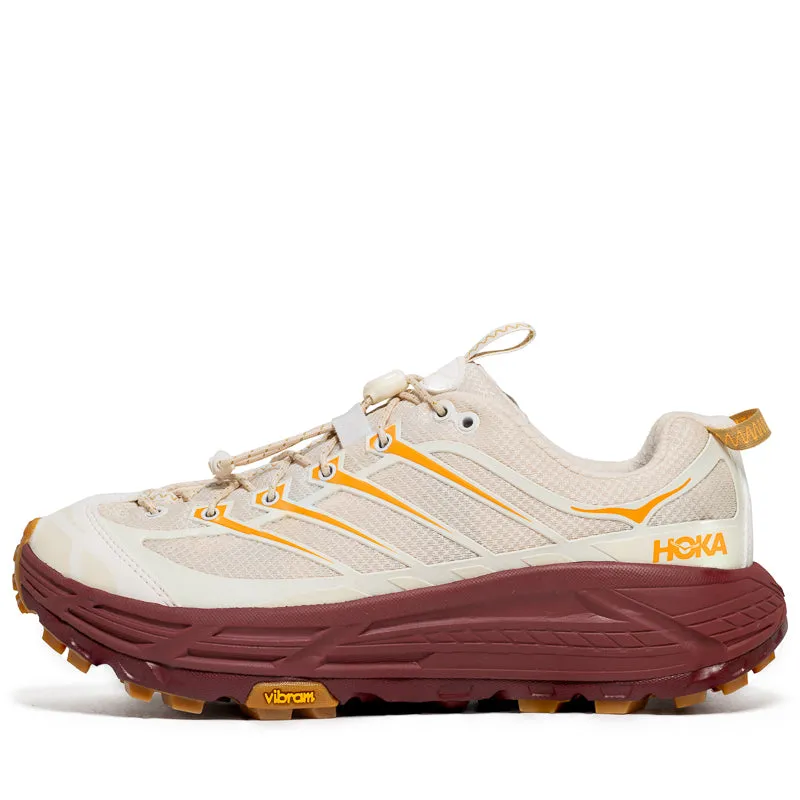 Hoka Mafate Three2 - Vanilla/Varsity Burgundy High Quality Compression Molded Soles