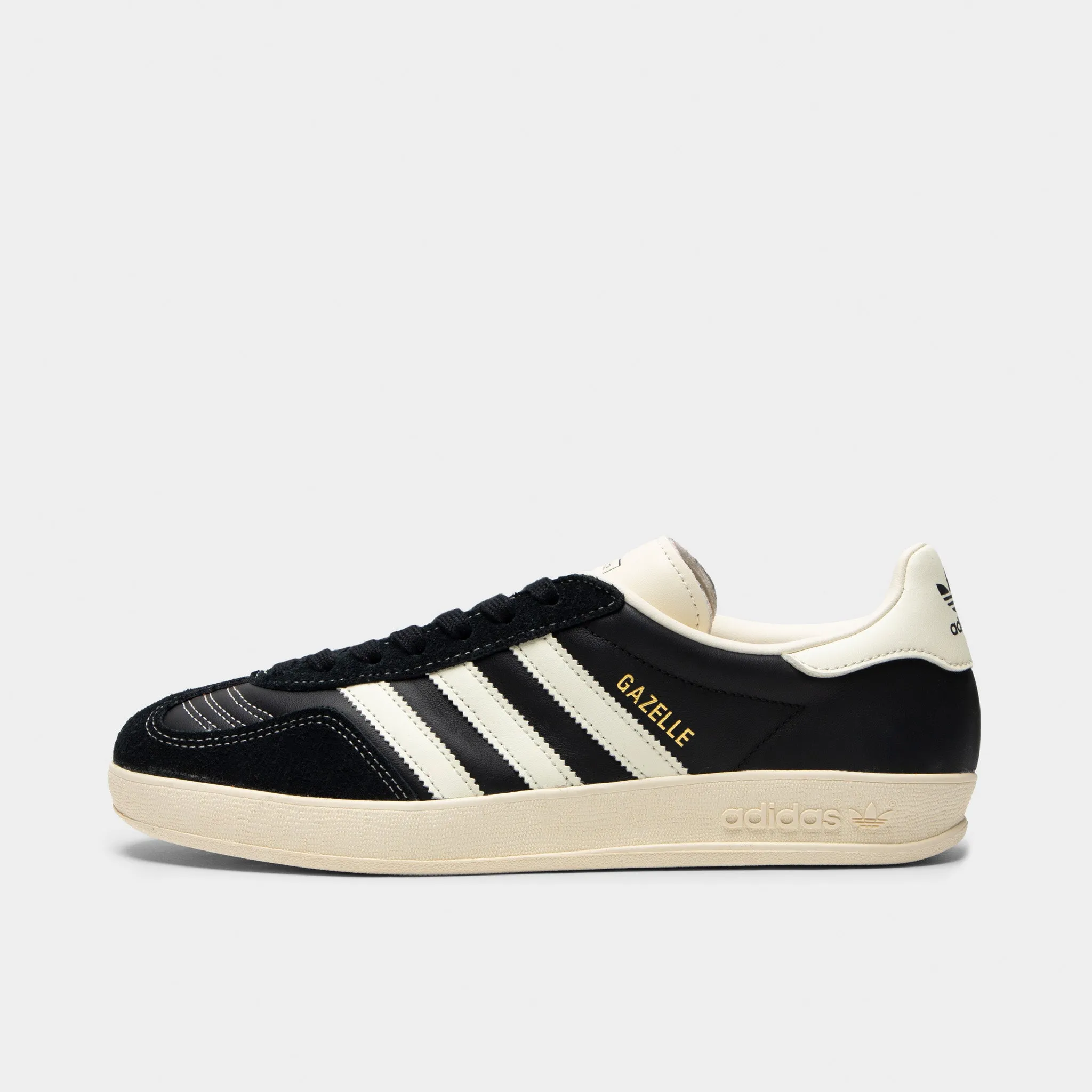 adidas Gazelle Indoor Black / White - Gold Hexagonal Tread Pattern