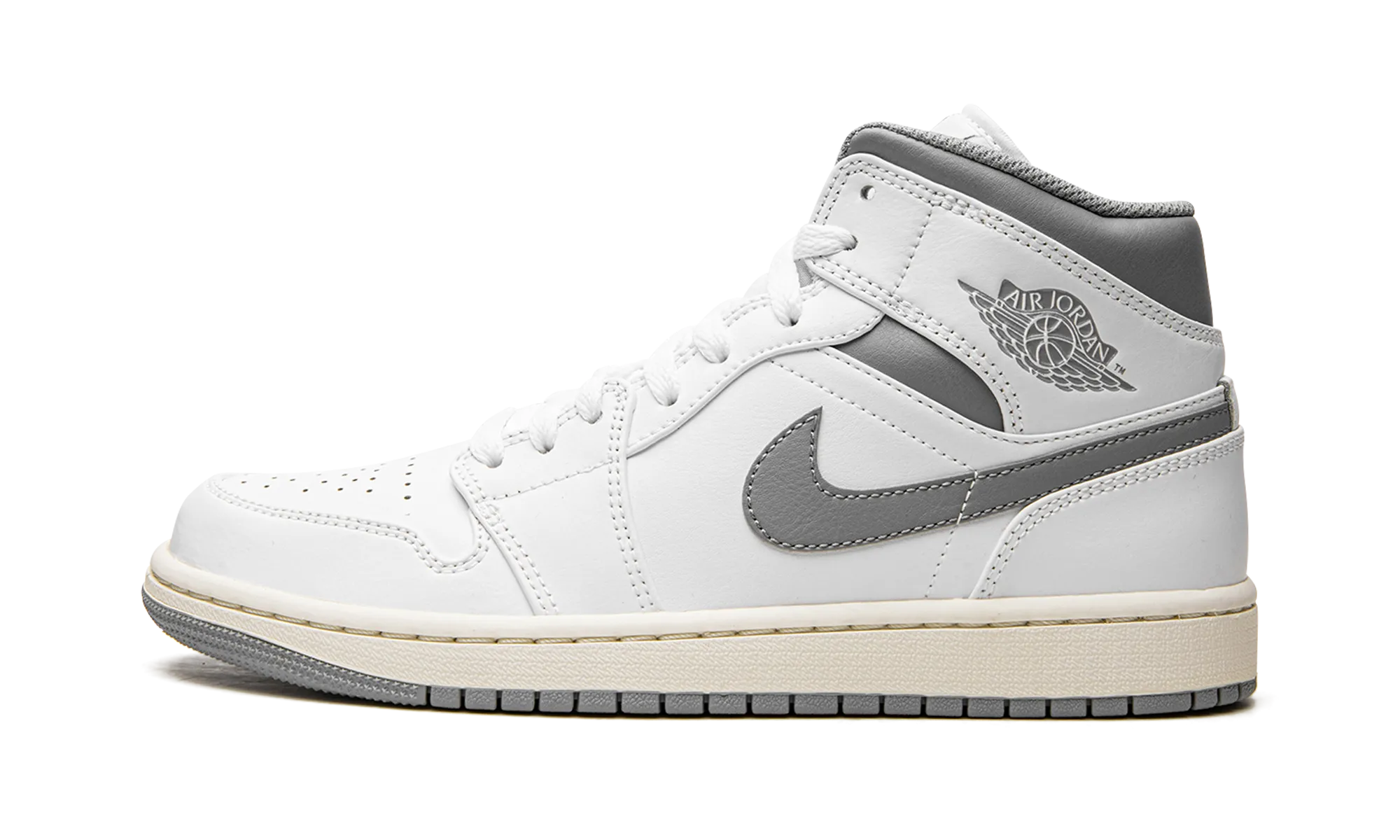 Arch Support Footbeds Soft Tongue Design Air Jordan 1 Mid "White / Stealth Grey"