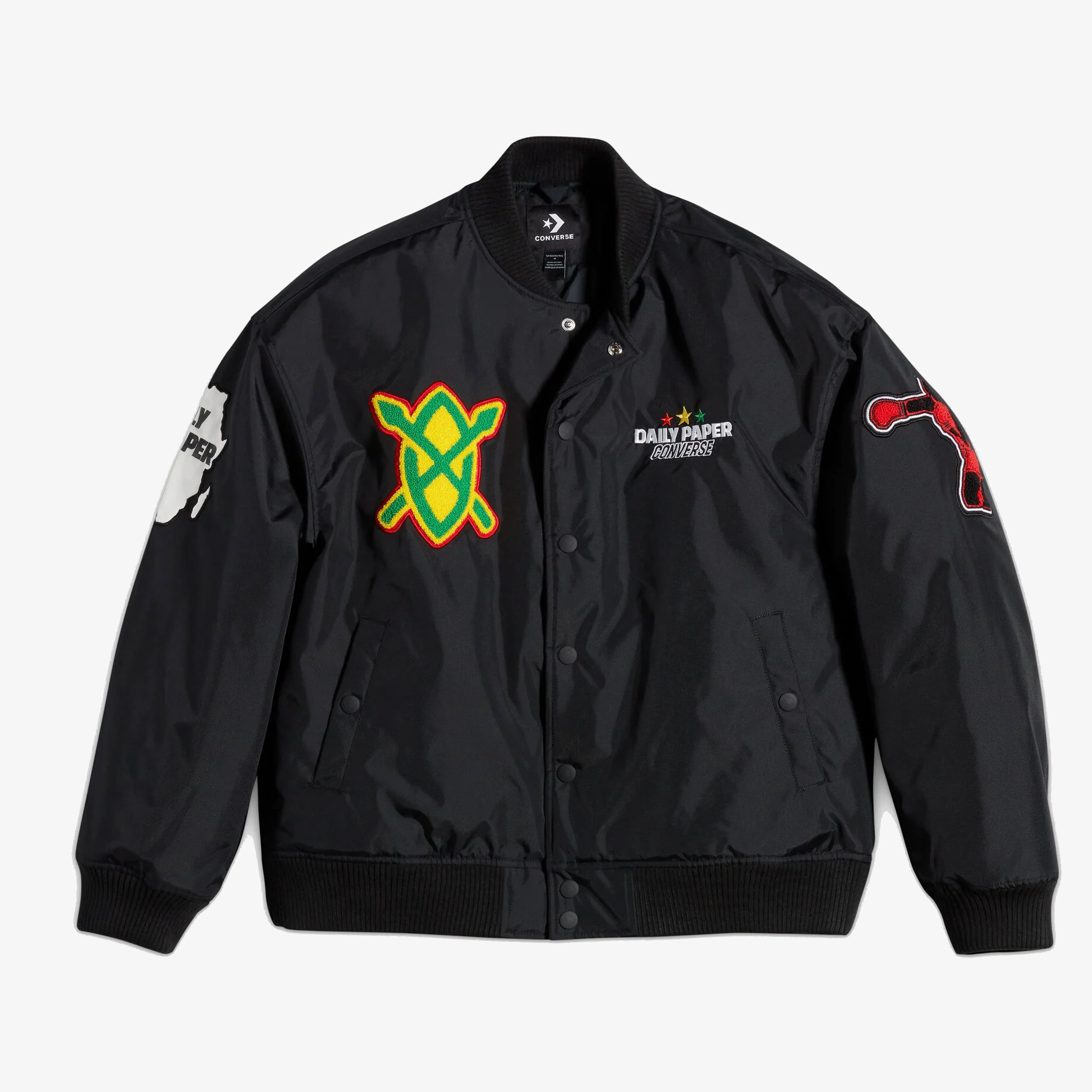 Fresh Walk Converse | X DAILY PAPER STADIUM JACKET { BLACK