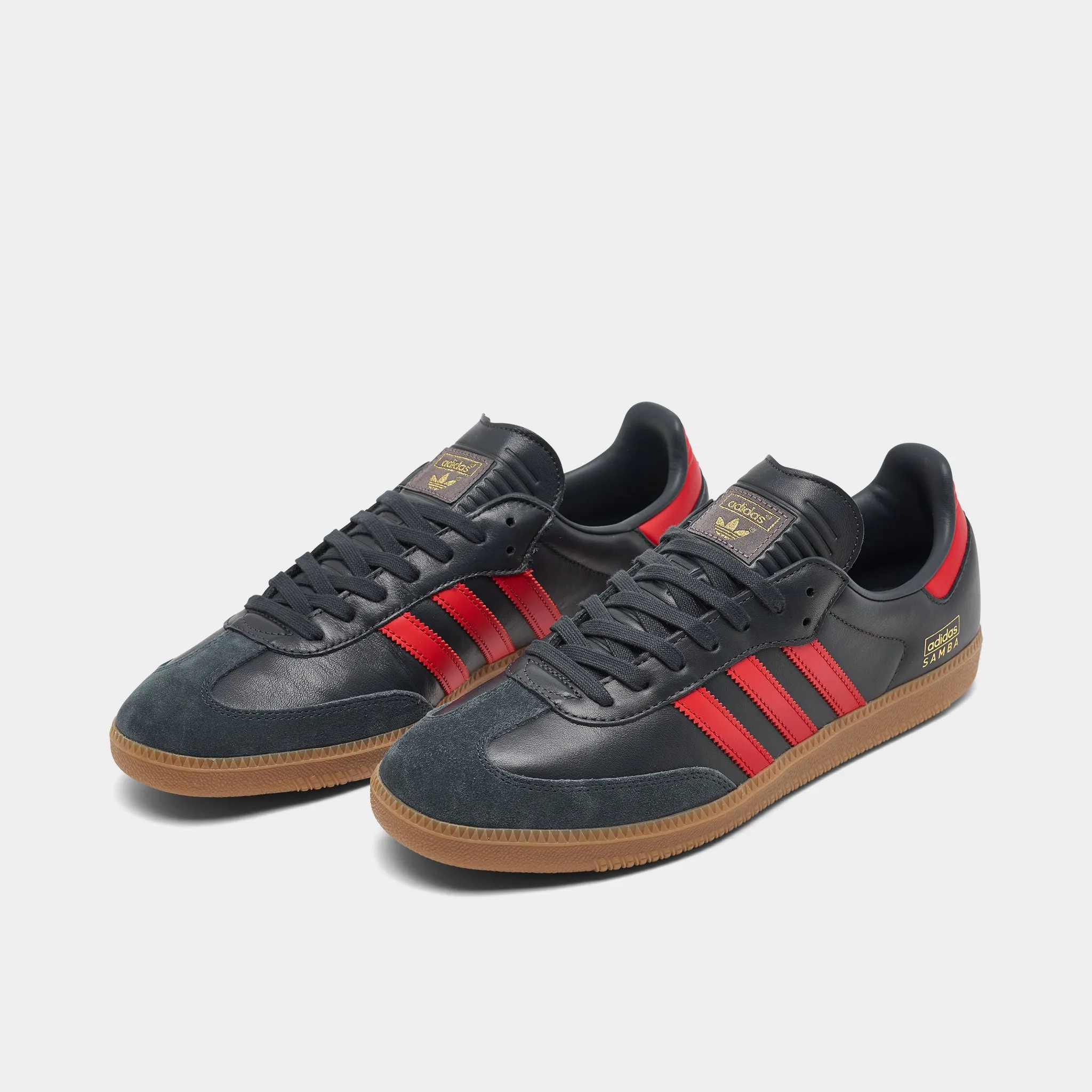 adidas Samba OG Carbon / Better Scarlet - Gum Stitch Free Construction Ankle Collar Padding