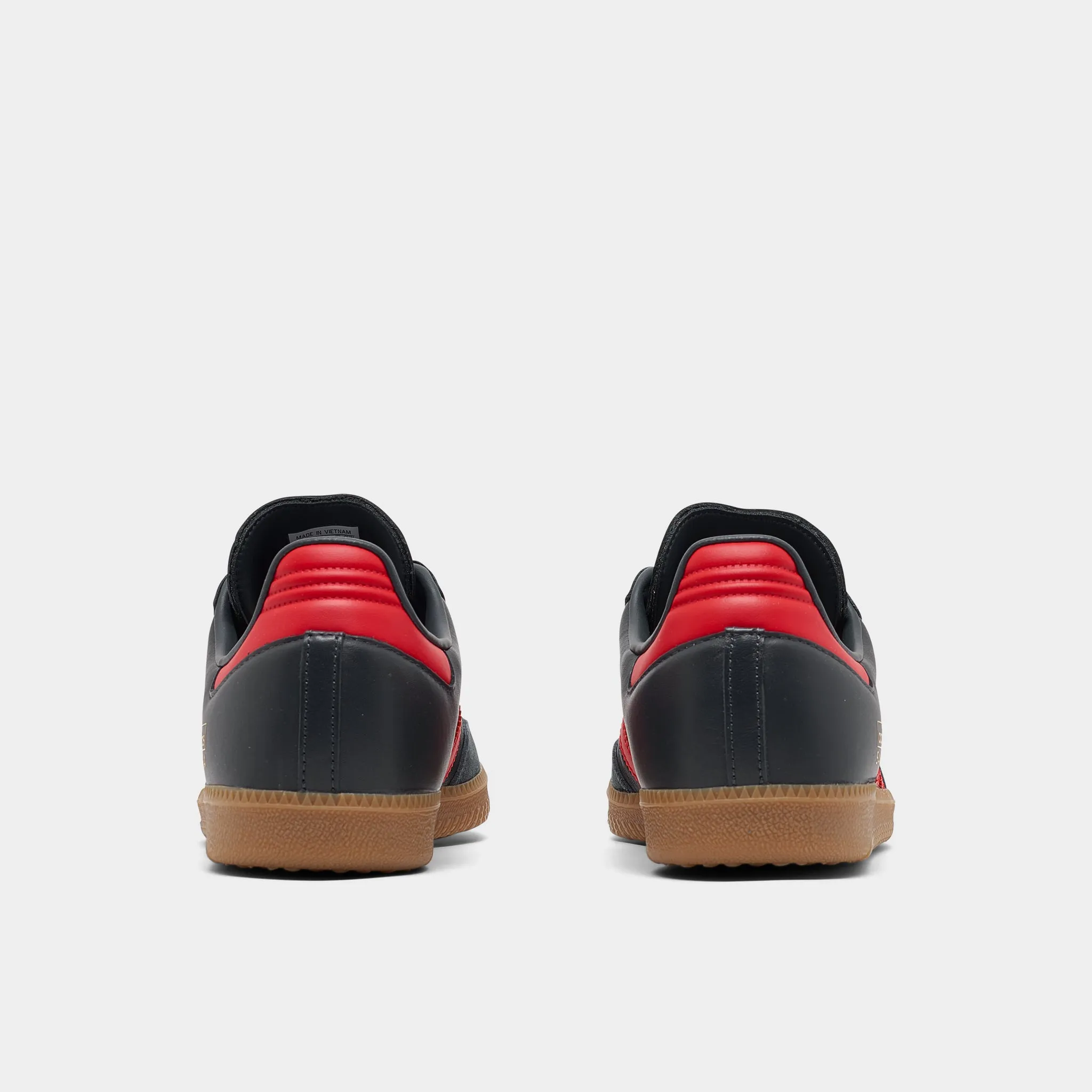 Tapered Heel Design adidas Samba OG Carbon / Better Scarlet - Gum