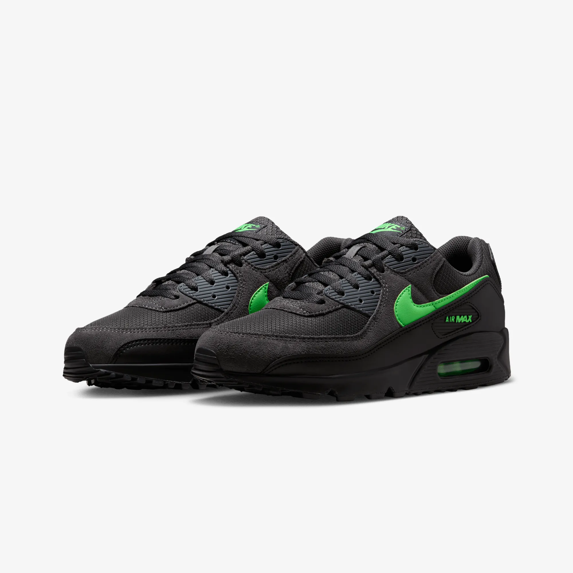 Nike | AIR MAX 90 { ANTHRACITE/GREEN STRIKE-BLACK Go Fast Glam traction