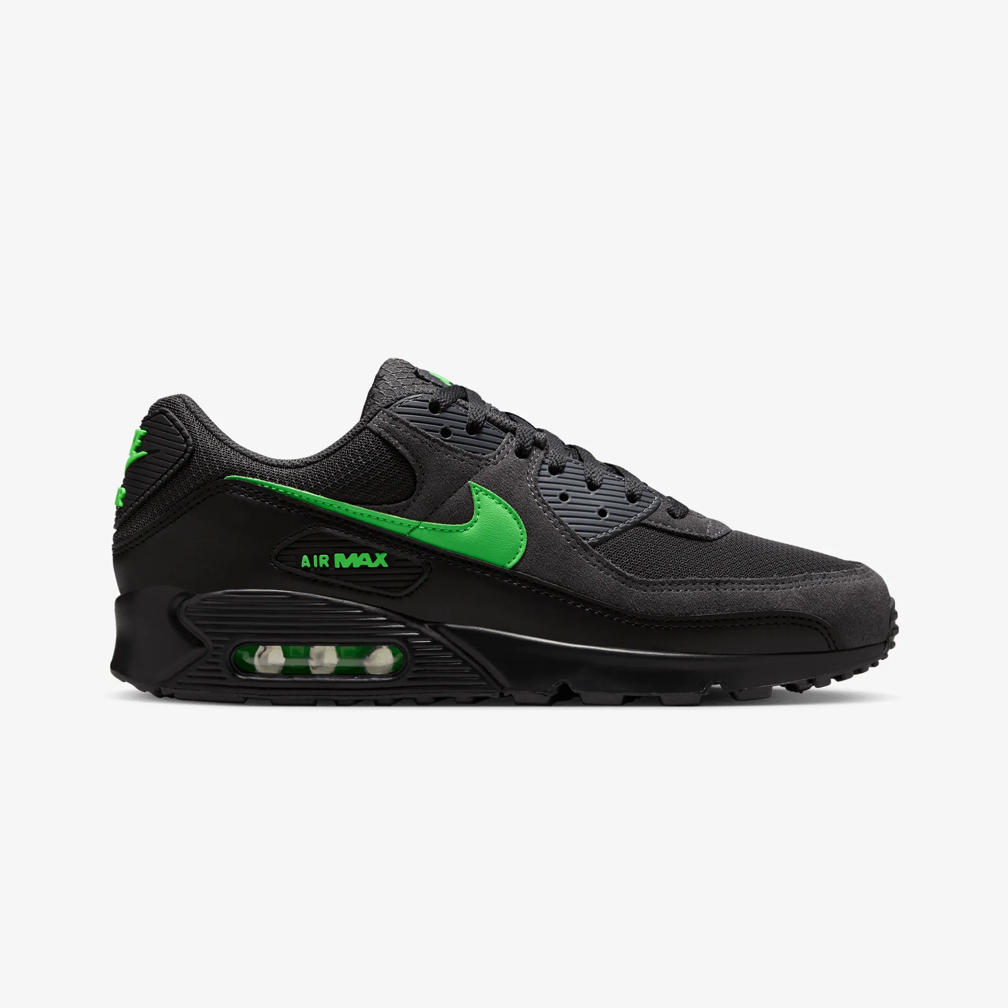 Nike | AIR MAX 90 { ANTHRACITE/GREEN STRIKE-BLACK Performance Sole