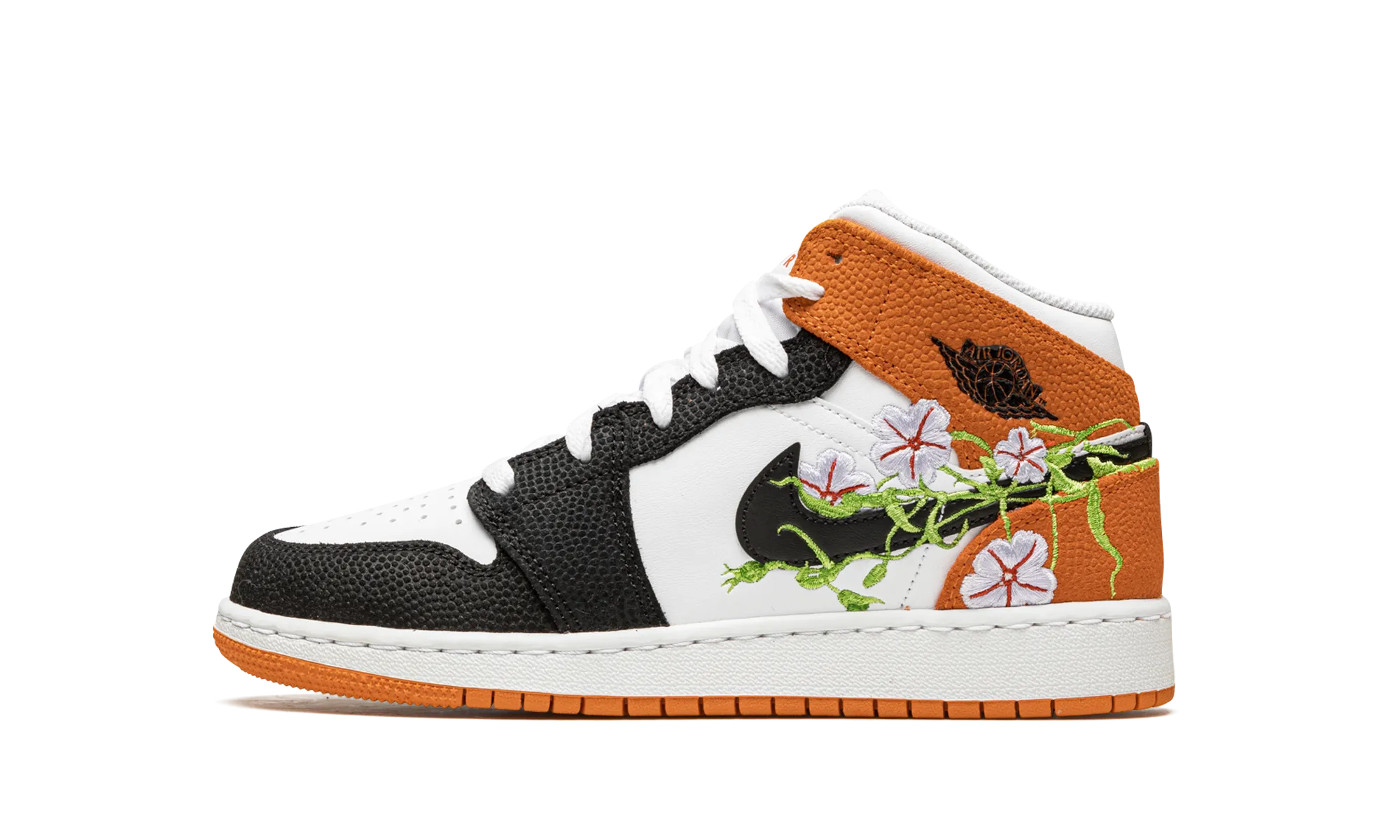 Secure stability Slip Resistant Traction Air Jordan 1 Mid GS "Basketball Blossom"