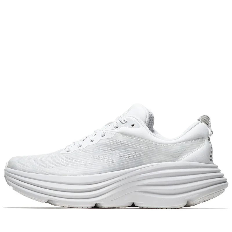 Hoka U Bondi 8 TS Caged - White/Cosmic Grey Slip On Elastic Gusset