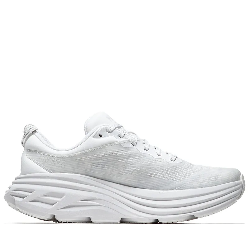 Abrasion Resistant Materials Compression Molded Lightness Hoka U Bondi 8 TS Caged - White/Cosmic Grey