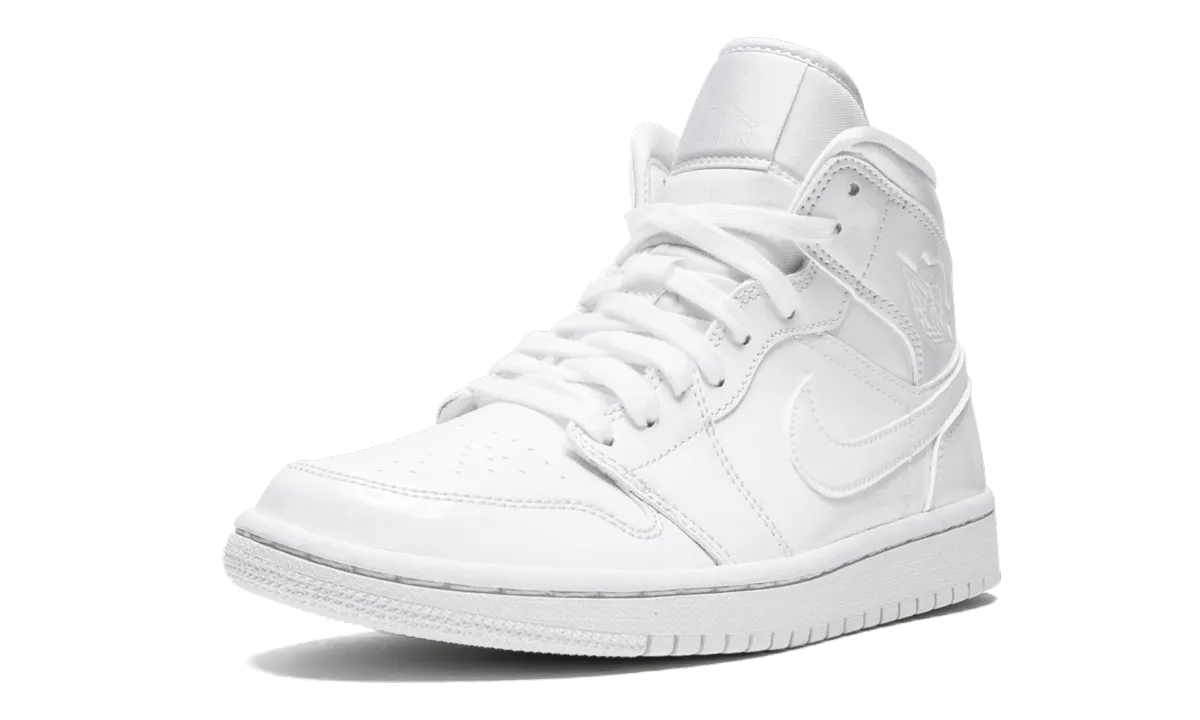 AIR JORDAN 1 MID WMNS "Triple White Patent Leather" Odor Control Lining Training Ease