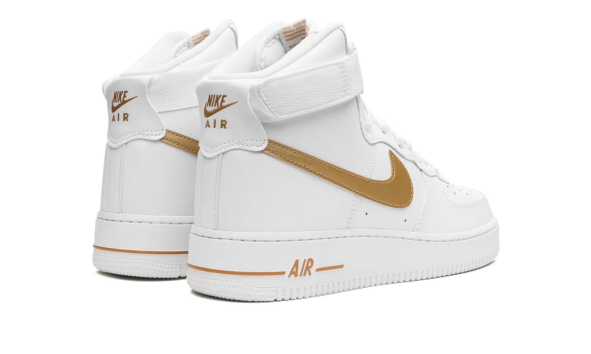 AIR FORCE 1 WMNS "White / Metallic Gold" Rubber Sole Outdoor Fun