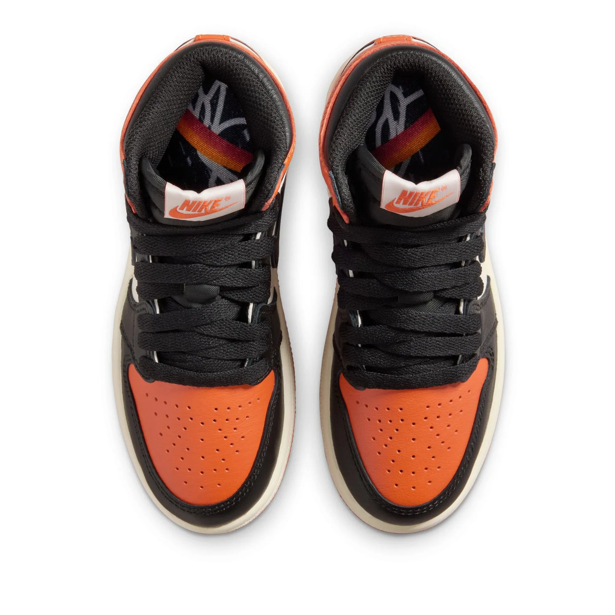 Moisture Wicking Linings Reinforced toe Jordan 1 Retro High OG 'Shattered Backboard' (PS) - Black/Starfish