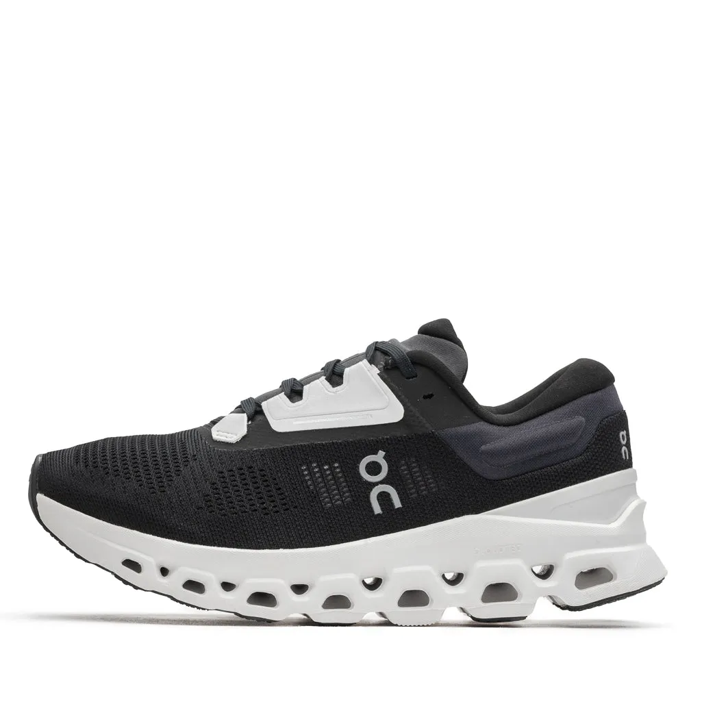 Women's On Cloudstratus 3 - Black/Frost Adaptive Lace Tension Stretchable Mesh