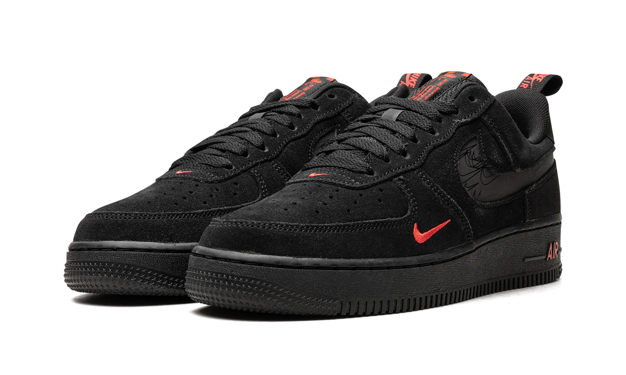 Narrow Fit Pro Lacing Air Force 1 Low "Multi Swoosh Black Crimson"