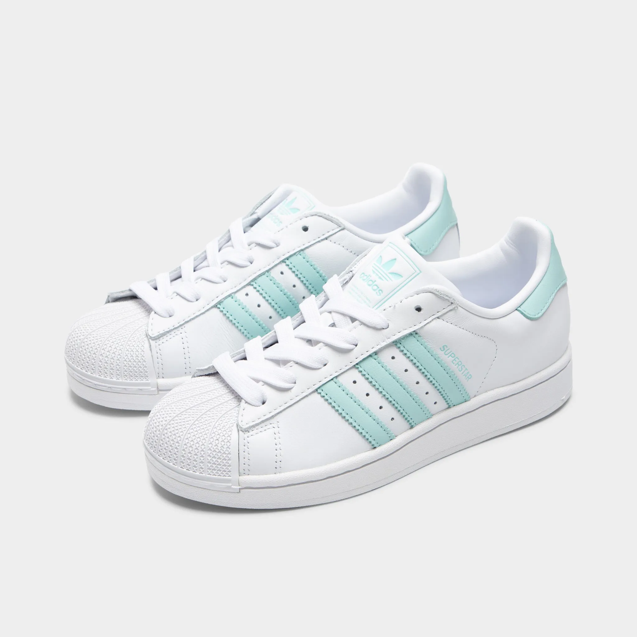 adidas Women's Superstar II White / Semi Flash Aqua - Easy Mint Air Cushioned Sole Comfort Upper Design