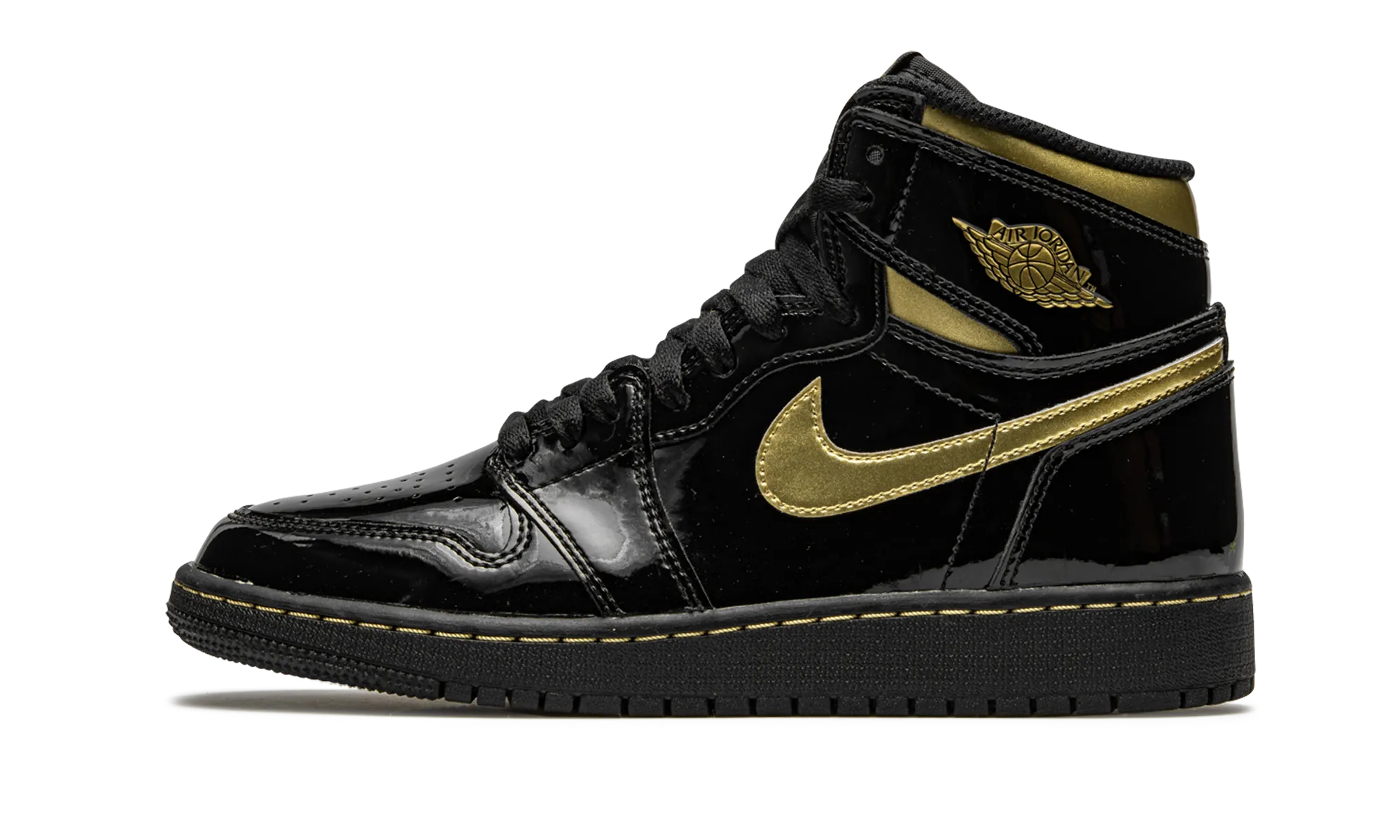 Air Jordan 1 Retro High OG GS "Black Metallic Gold" Strong Stride