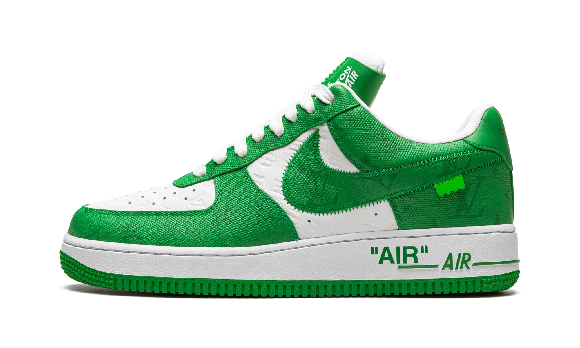 Louis Vuitton Air Force 1 Low "Virgil Abloh - White/Green" Sturdy Outsole