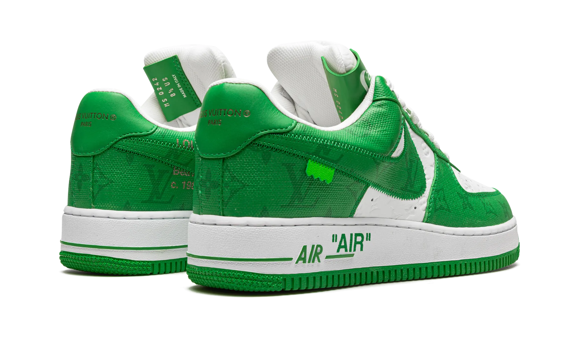 Louis Vuitton Air Force 1 Low "Virgil Abloh - White/Green" Easy Step Fit Soft Walk