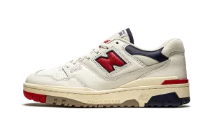 550 "Aime Leon Dore - White Navy Red" running in a tundra area