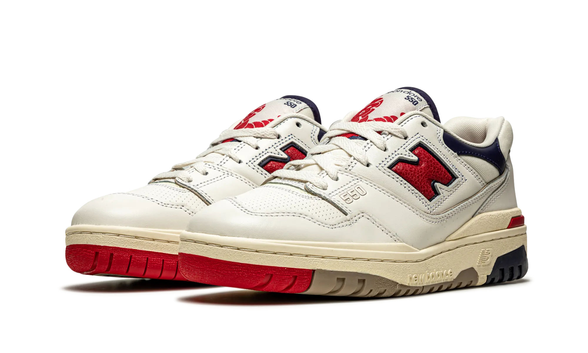 550 "Aime Leon Dore - White Navy Red" Lightweight Construction cross - country running footwear