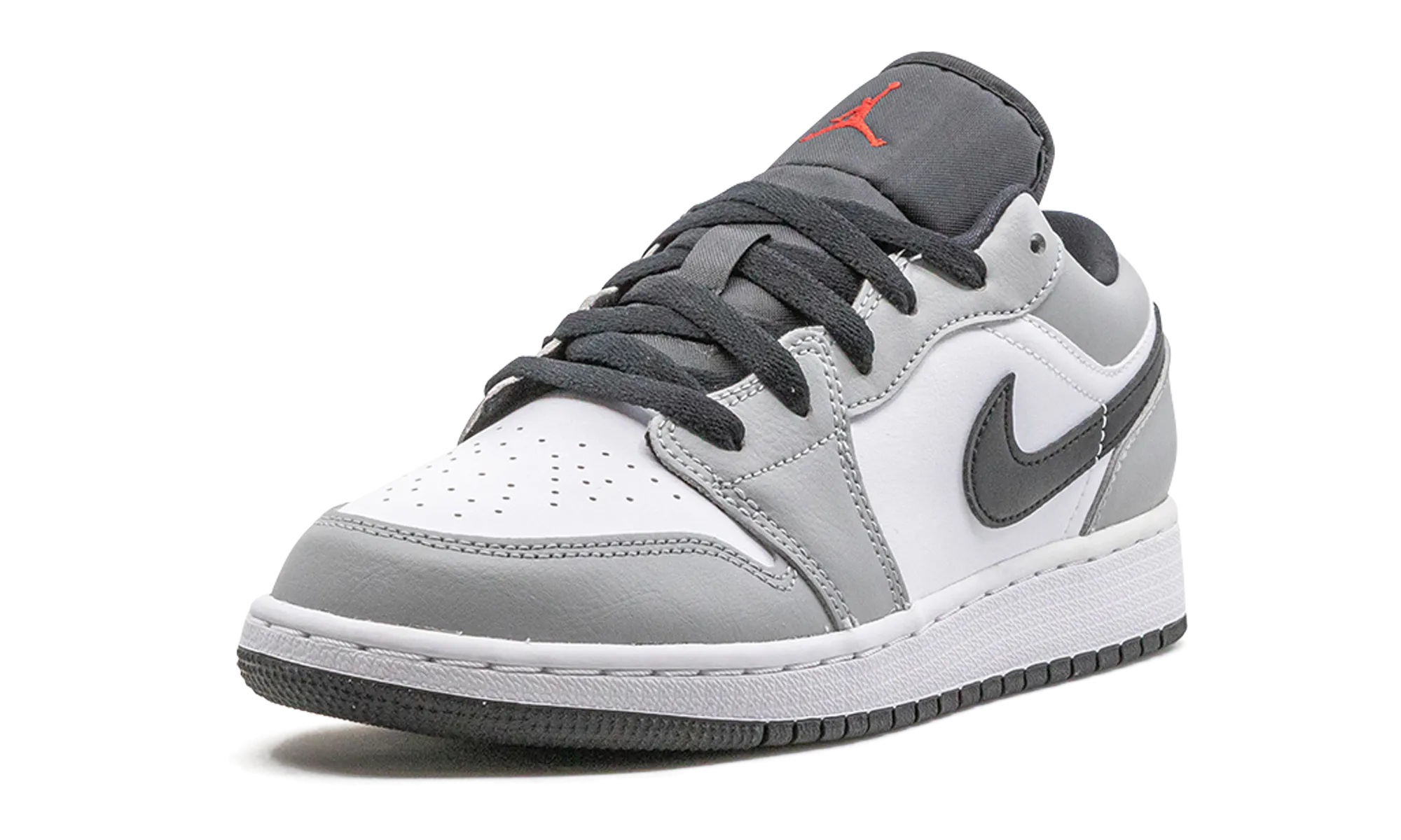 Air Jordan 1 Low GS "Light Smoke Grey" Walk Routine Minimalist Lacing