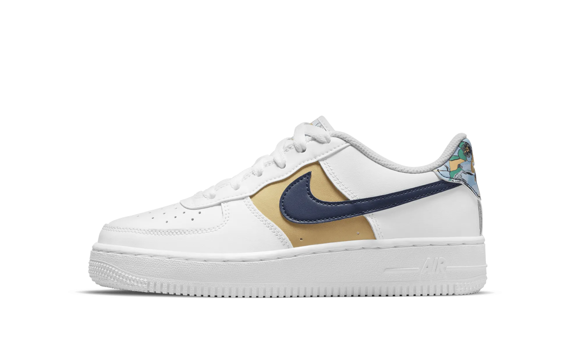 Air Force 1 Low '07 LV8 GS "White Blue Void Metallic Gold" Classic Style