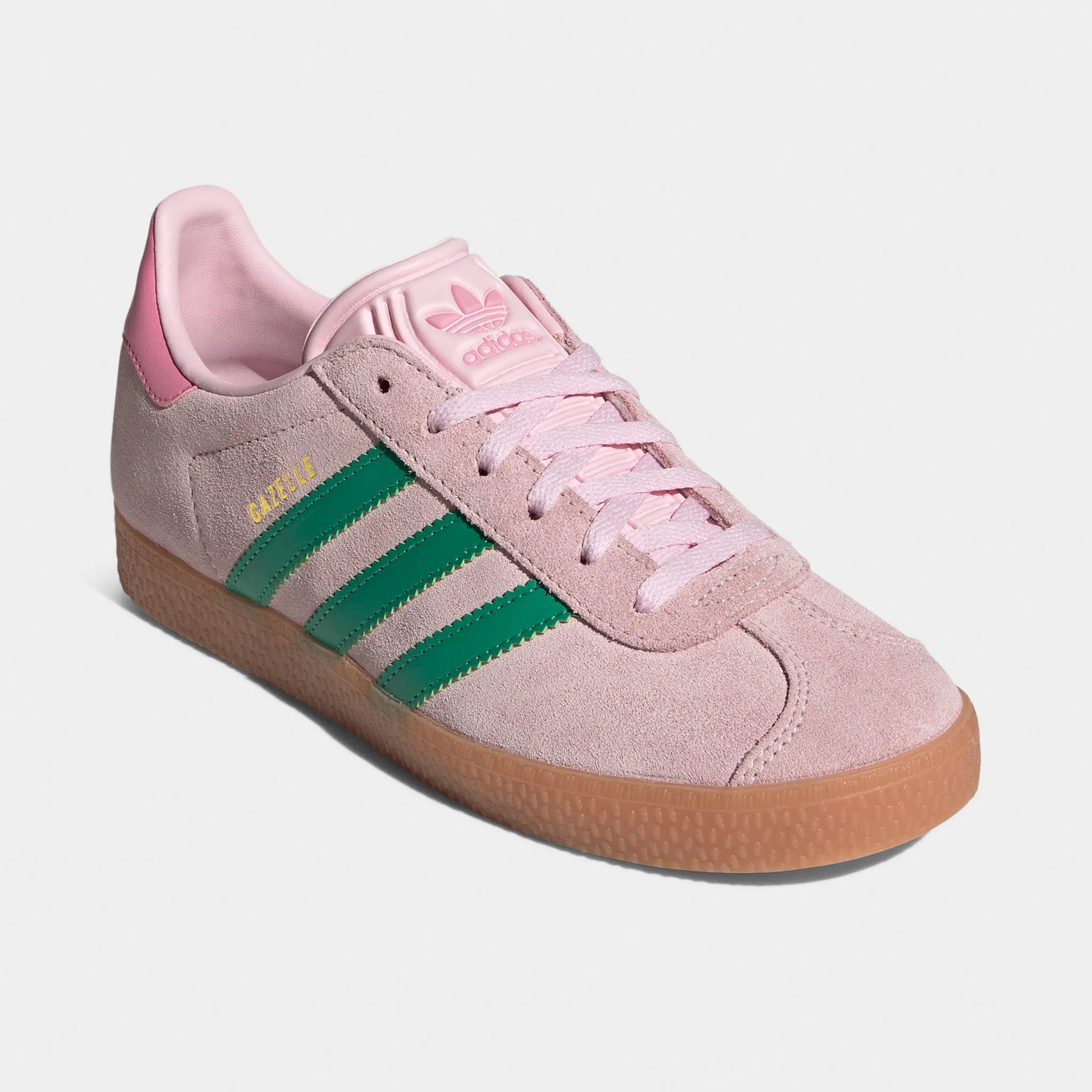 Foot Glide Precision Edge Design adidas Juniors' Gazelle Clear Pink / Court Green - Bliss Pin