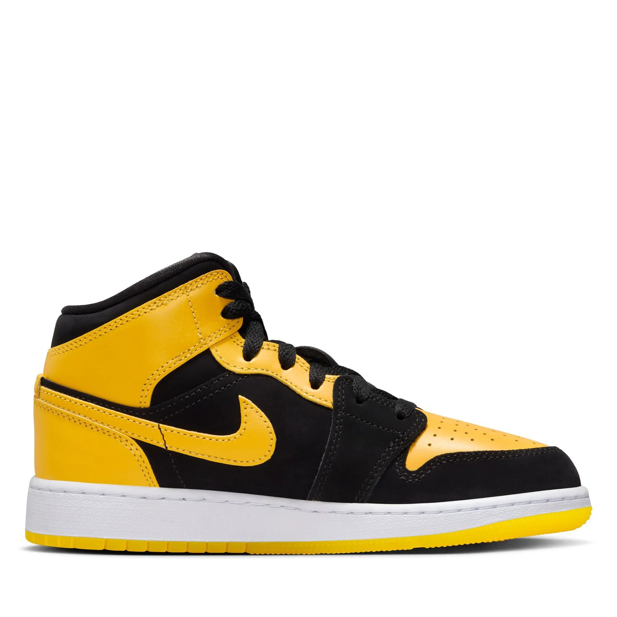 Streetwear Style Knit Fabric Design Air Jordan 1 Mid SE (GS) - Black/Varsity Maize