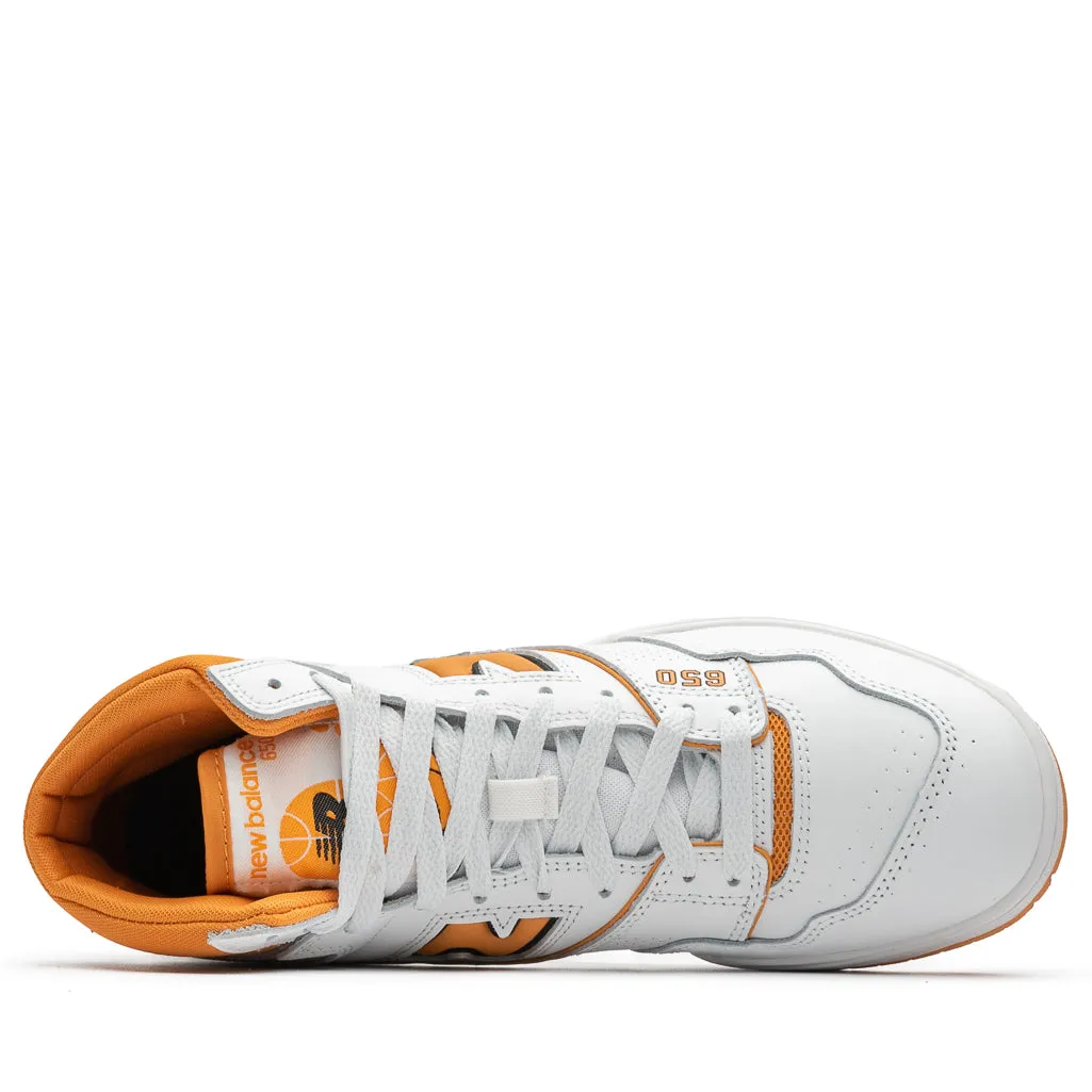 New Balance 650R - White/Canyon Refined Ease Stitch Free Construction