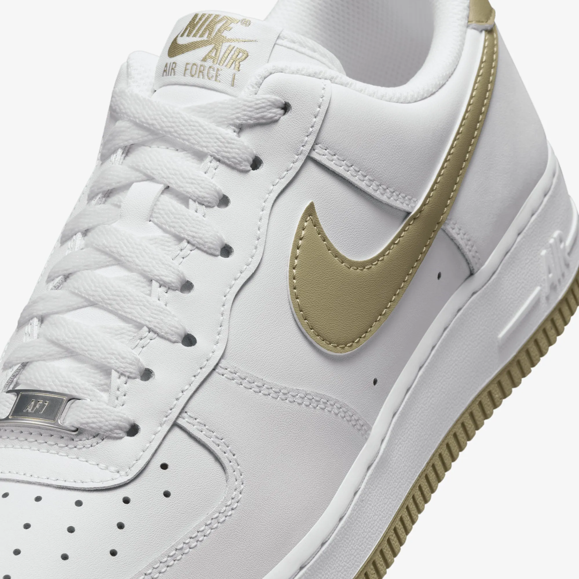 NIKE | AIR FORCE 1 '07 { WHITE/NEUTRAL OLIVE Simple Wear Heat Sealed Reinforcement