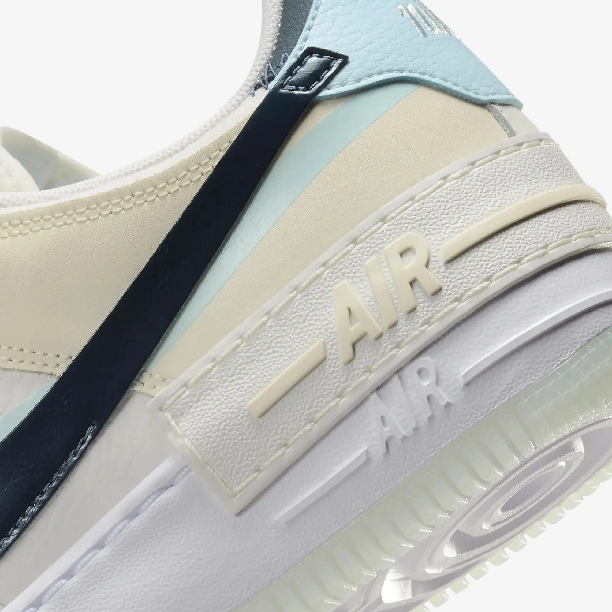 Enhanced Cushioning Precision Bonded Overlays NIKE | AIR FORCE 1 SHADOW { SAIL/ARMORY NAVY-GLACIER BLUE