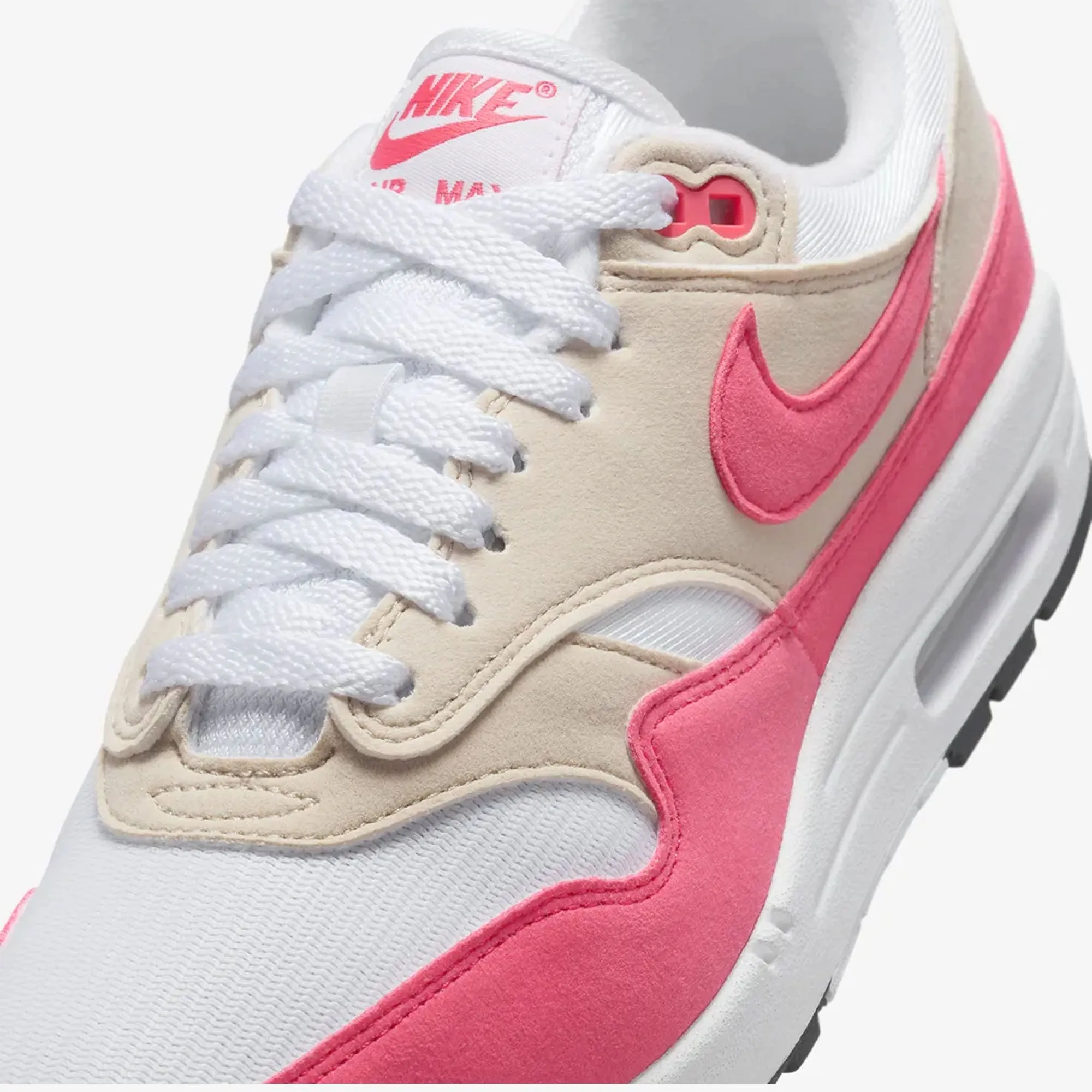 NIKE | AIR MAX 1 { WHITE/ASTER PINK-LT OREWOOD BRN-BLACK Phylon Midsole Construction