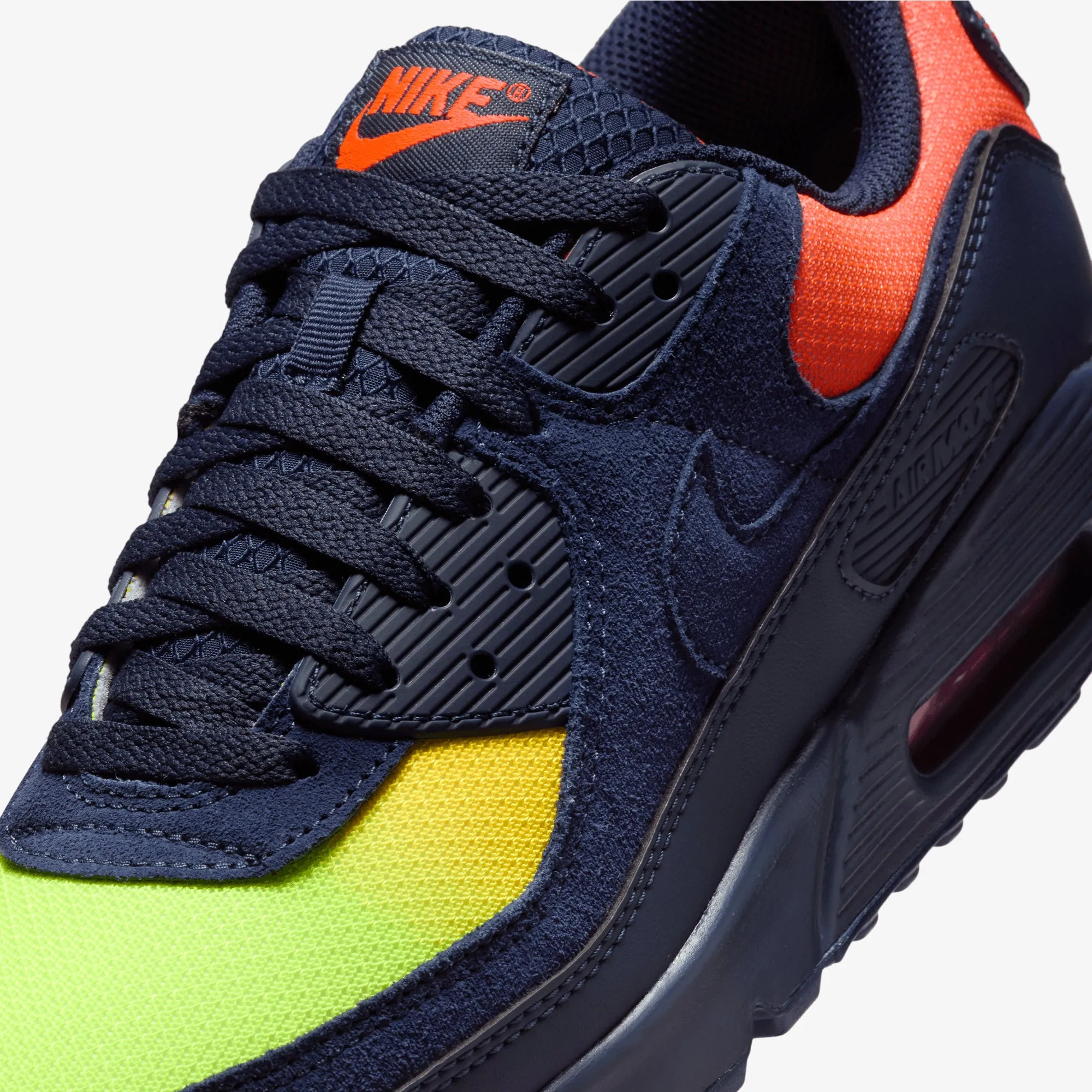 Nike | AIR MAX 90 { LEMON VENOM/BLACKENED BLUE-HYPER CRIMSON Anti Slip Tread