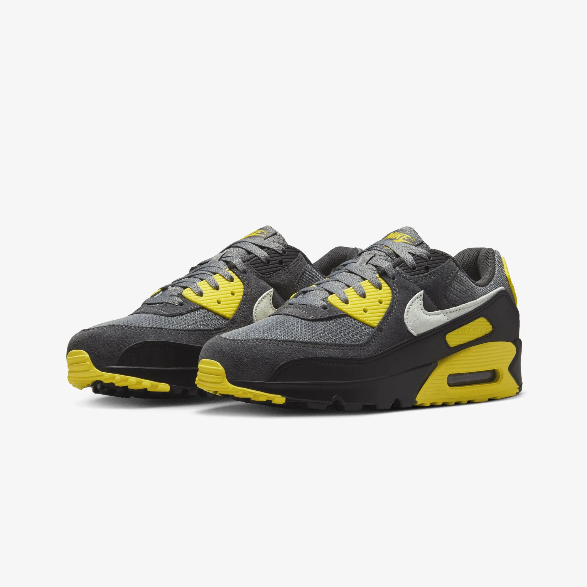 Nike | AIR MAX 90 { SMOKE GREY/LIGHT SILVER-LIGHTENING Twist Free Motion LightweightDesign