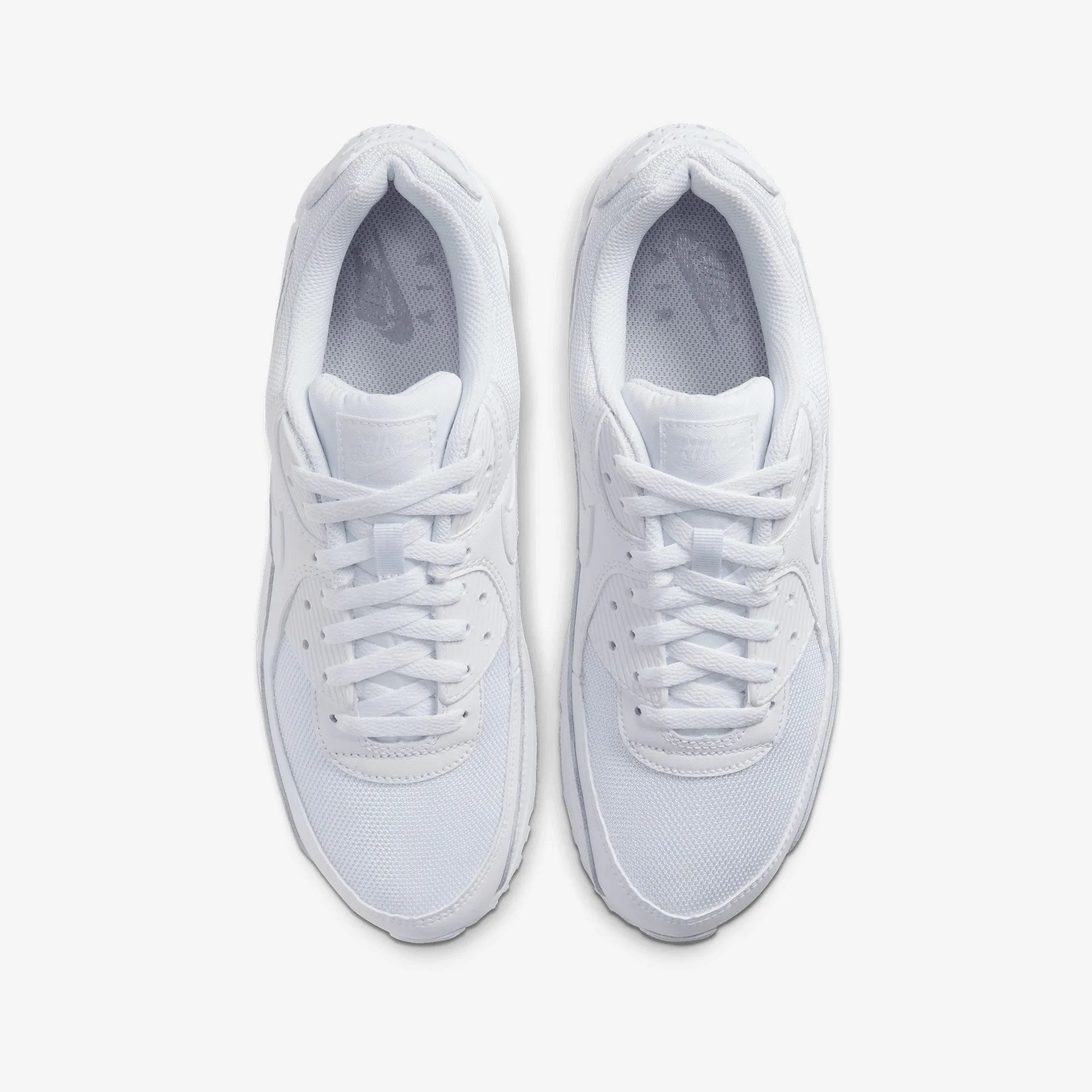 Contoured Footbed Design Breathable Jacquard Weave NIKE | AIR MAX 90 { WHITE/WHITE-WHITE-WOLF GREY
