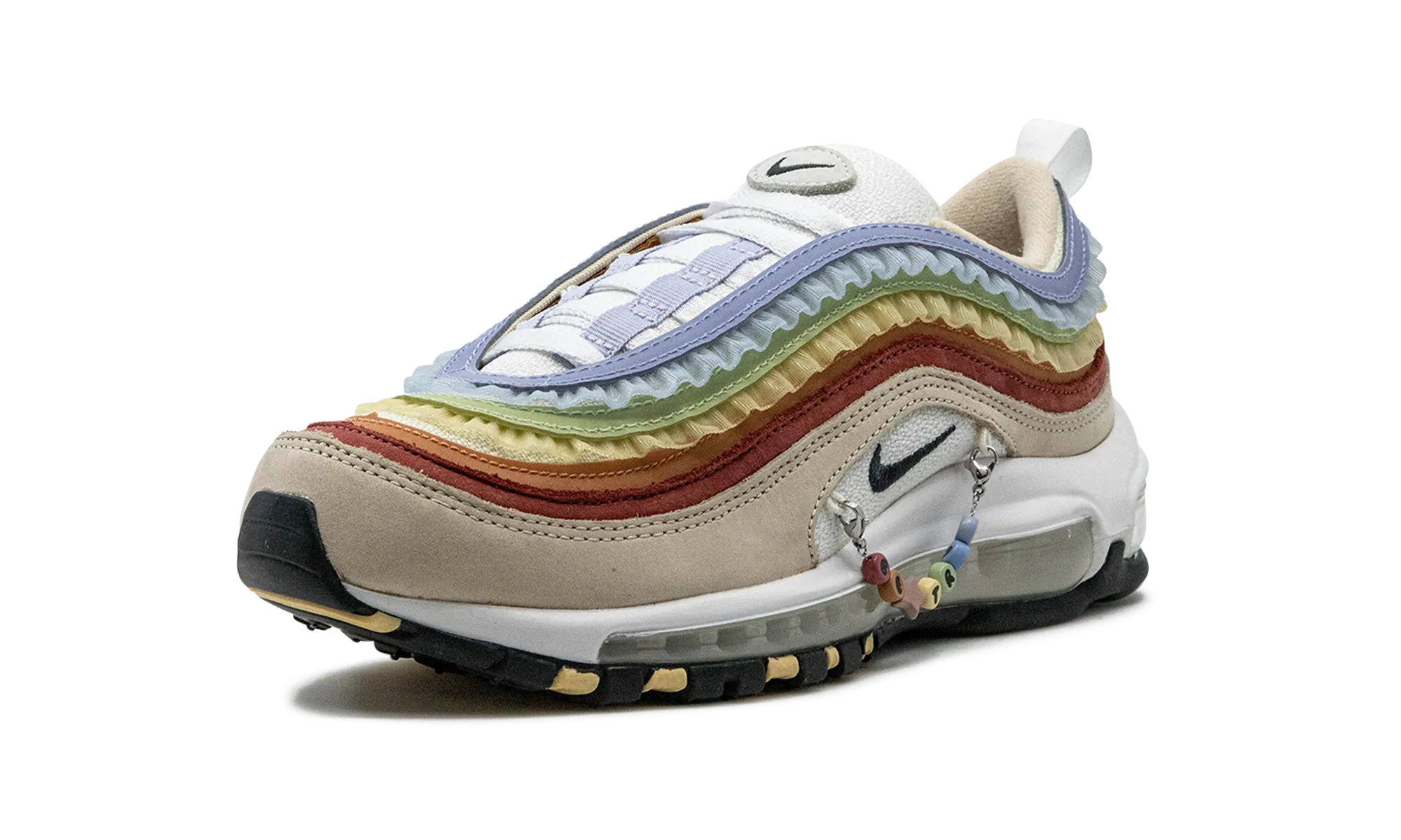 NIKE AIR MAX 97 "BE TRUE" running in a modern bridge area shoes